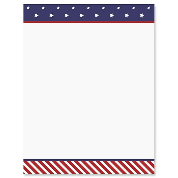 25 or 80pk Stars & Stripes Patriotic Stationery Letterhead 